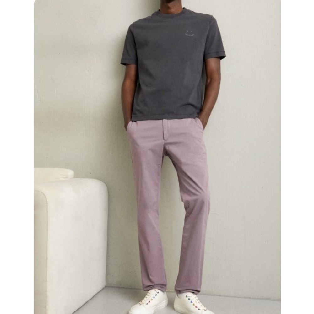 Paul Smith Mens Slim Fit Cotton Ramie Trousers Lavender M1R-150M-A00607 Size 30
